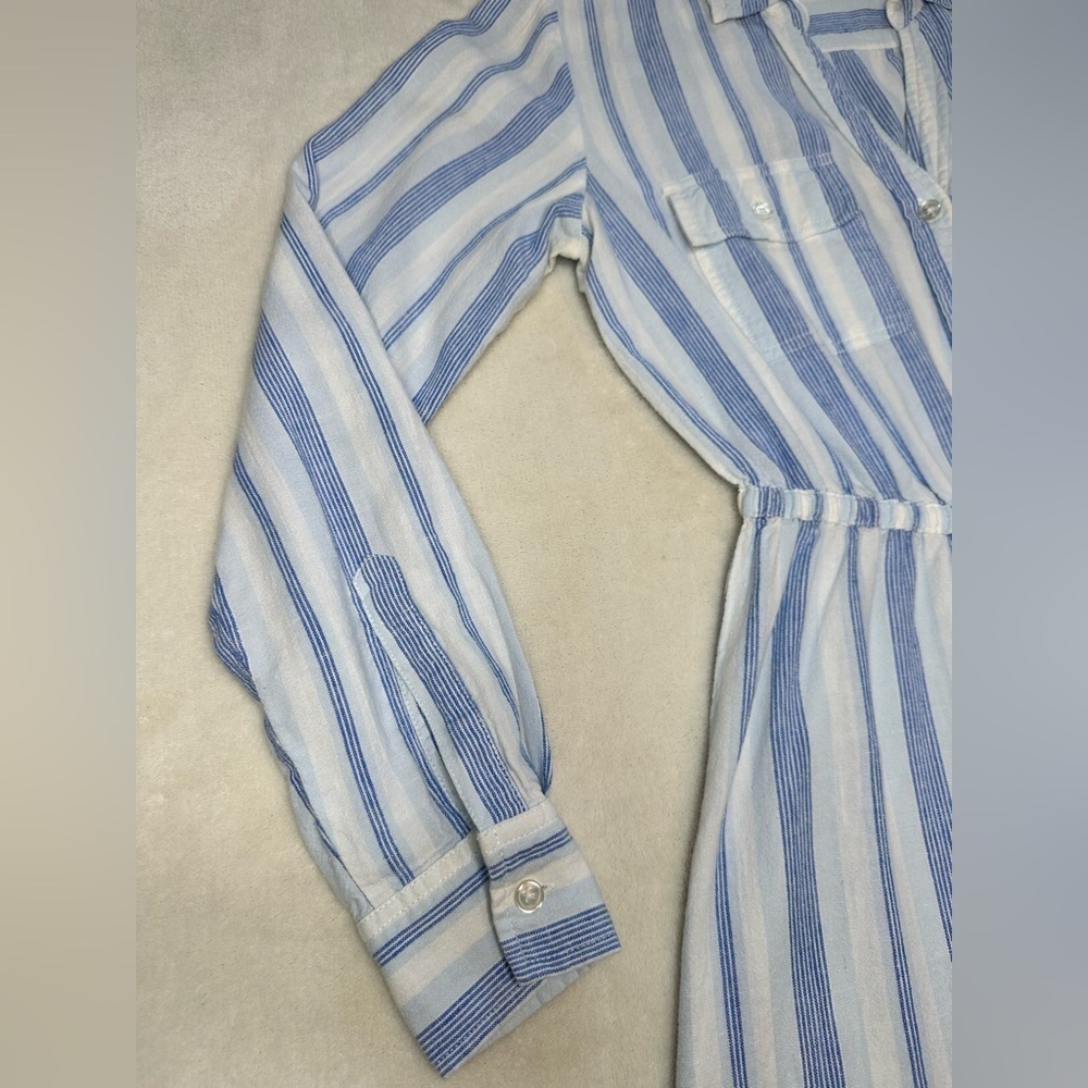 Style&Co linen long sleeve striped dress v-neck XS​​ - Picture 7 of 13